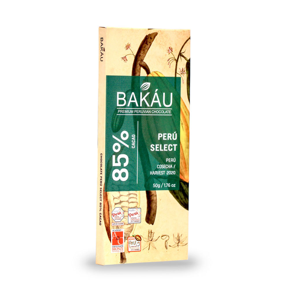 Chocolate Premium en Barra Perú Select 85% Cacao Bakau®