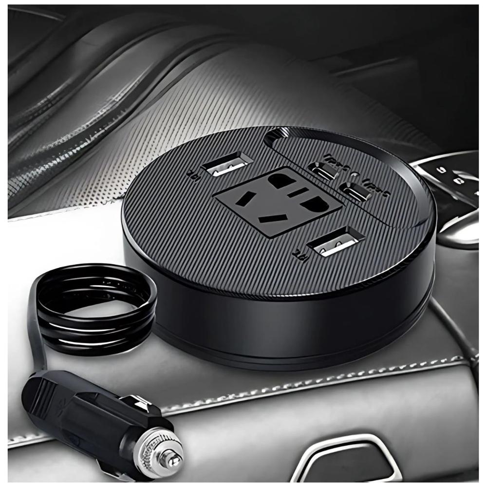 Cargador Adaptador Inversor de Corriente Para Auto 150W 3 Vías USB+Tipo C+AC220V