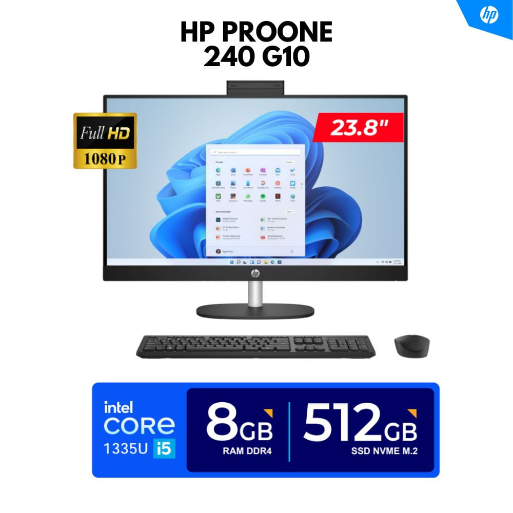 TODO EN UNO HP PROONE 240 G10 23.8"" FHD LED Core i5-1335U 4.60GHz 8GB DDR4 512GB SSD FREEDOS