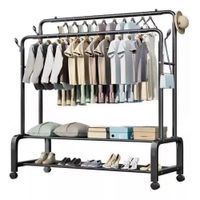 Estante Organizador Ropa con Estante de 2 Niveles Perchero Con Ruedas