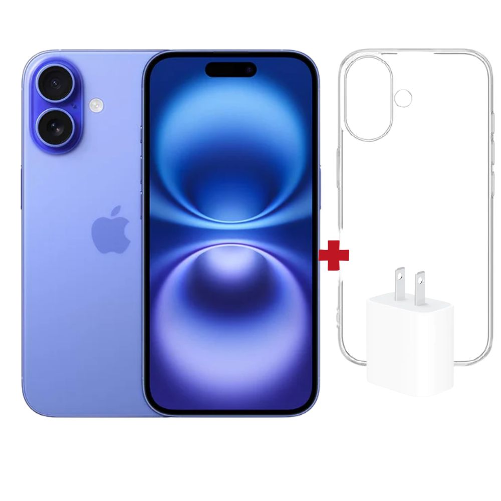 iphone 16 128GB Azul (CHIP FISICO) + Case + Cargador  USB-C 20W