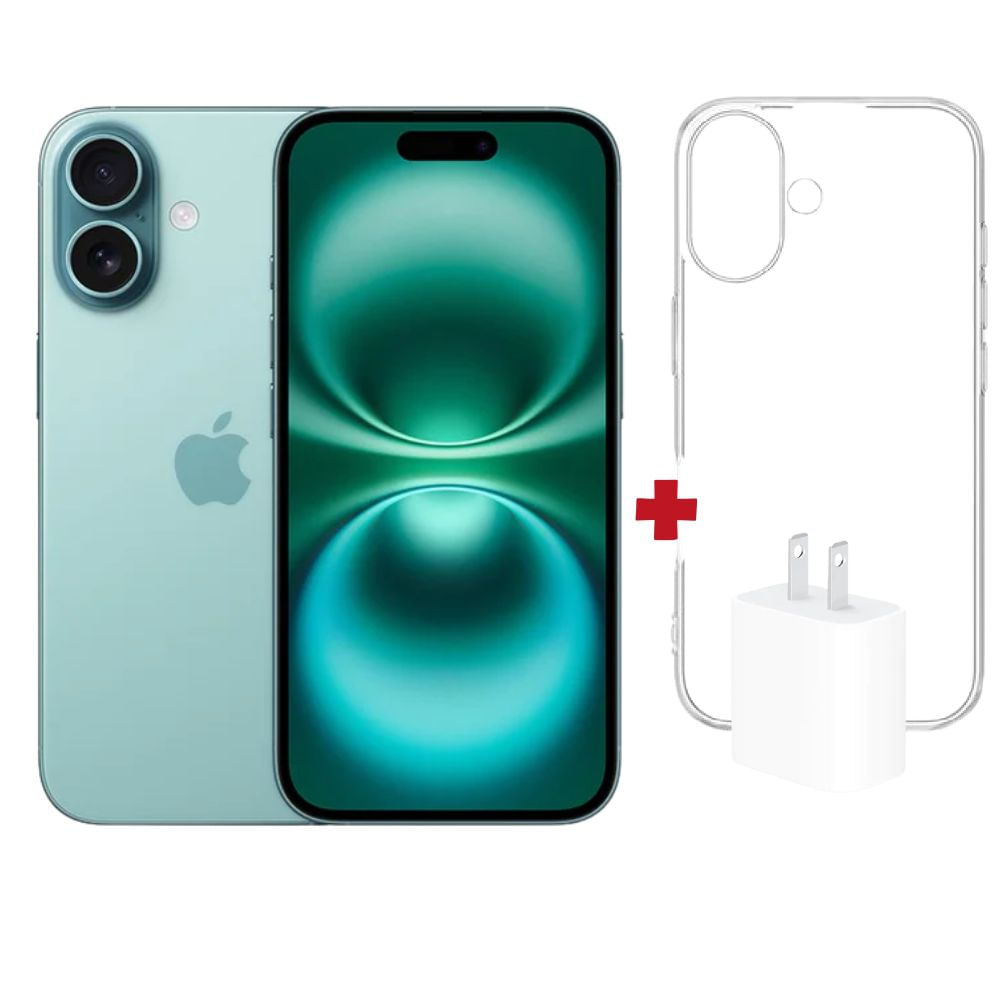 iphone 16 128GB Verde (CHIP FISICO) + Case + Cargador  USB-C 20W