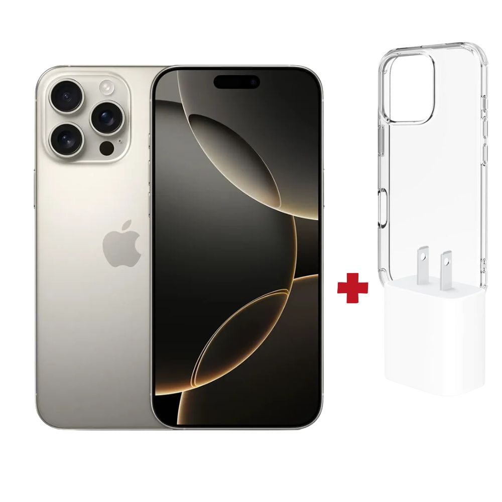 Apple iPhone 16 Pro Max 256GB Esim - Natural Titanium + Case +  cargador 20w