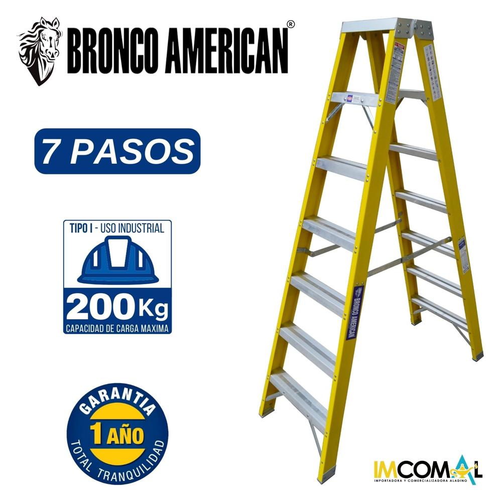 Escalera Fibra de Vidrio Tijera Doble Ascenso de 7 Pasos con Cap. Carga Max: 200 Kg Bronco American