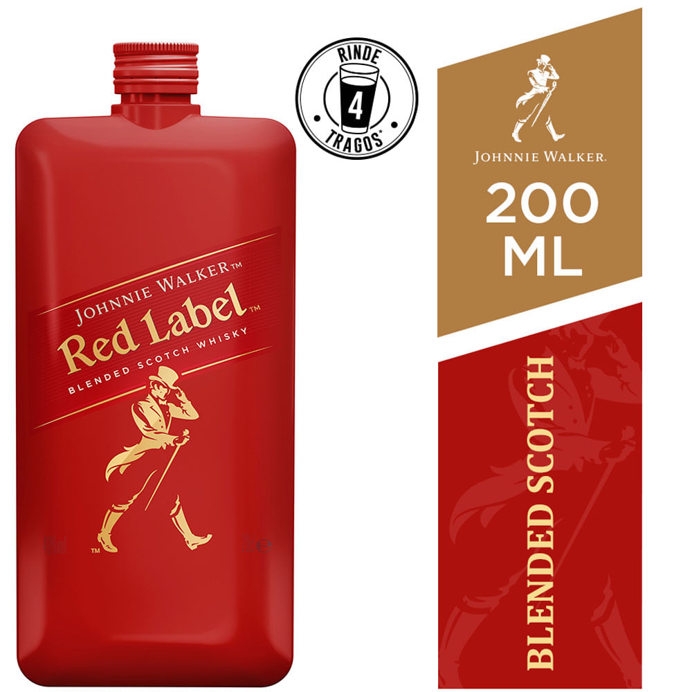 Whisky JOHNNIE WALKER Pocket Red Label Botella 200ml plazaVea Supermercado