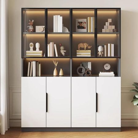 Vitrina Ara Moderna Iluminada - Gris y Blanco