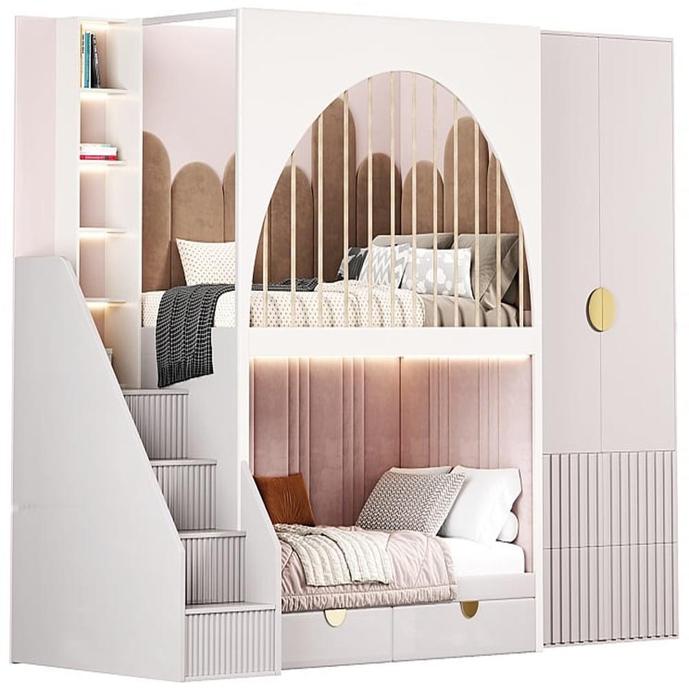 Camarote Infantil Alessandria + Cabecera + Ropero 1.5 plz - 2 Niveles