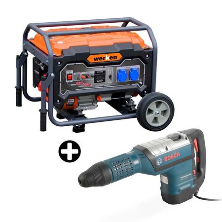 COMBO: Rotomartillo GBH 12-52 D 1700W Bosch + Generador a Gasolina Werken FG2500 2500W