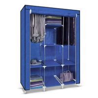 Ropero Armable de Tela Armario de 3 Cuerpos con 8 Divisiones Azul