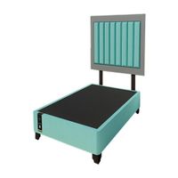 Dormitorio Lugo + Cabecera patas ajustables 1.5 plz - Jade y Gris Grafico