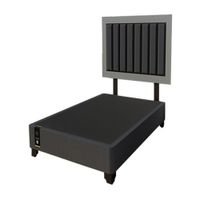Dormitorio Lugo + Cabecera patas ajustables 2 plz - Negros y Gris Grafico
