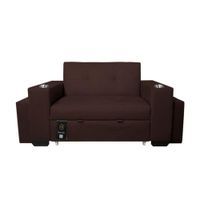 Sofá Cama Madison 1 Plz con Portavaso + Puff - Chocolate