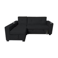 Sofá Cama Multifuncional Kavala con portavasos 3 Cuerpos - Negro
