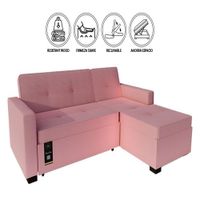 Sofá Cama Seccional Debar Derecho 3 Cuerpos - Rosa