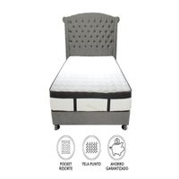 Dormitorio Platinium Con Almohada y Cojin Queen - Gris Oscuro
