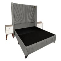 Dormitorio Lienz King + Cabecera + 2 Veladores - Gris Oscuro