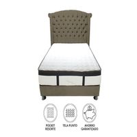 Dormitorio Platinium Con Almohada y Cojin Queen - Beige oscuro