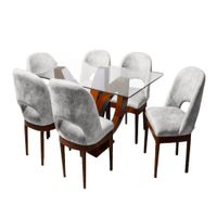 Juego de Comedor Brasilia con 6 Sillas Mesa de Vidrio - Ivory