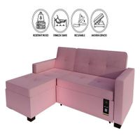Sofá Cama Multifuncional Debar Izquierdo 3 Cuerpos - Palo Rosa