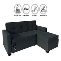 Sofá Cama Seccional Debar Derecho 3 Cuerpos - Gris oscuro