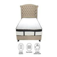 Dormitorio Platinium Con Almohada y Cojin Queen - Beige Claro
