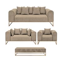 Juego de sala 3 2 1 Luxury Dolneni + Banqueta - Beige claro