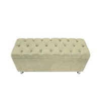 Baúl Capitoneado Bunn Queen - Beige Claro