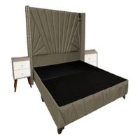 Dormitorio Lienz King + Cabecera + 2 Veladores - Beige Oscuro
