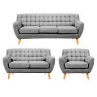 Juego de Sala Vintage Louth 3 + 2 + 1 - Gris claro