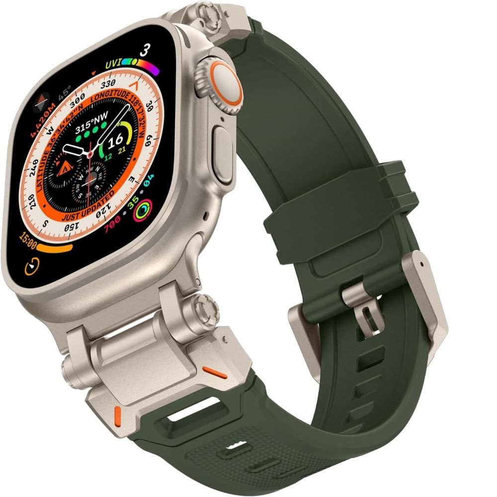 Correa Acero y TPU Rugged Para Applewatch 42-44-45-49mm Verde