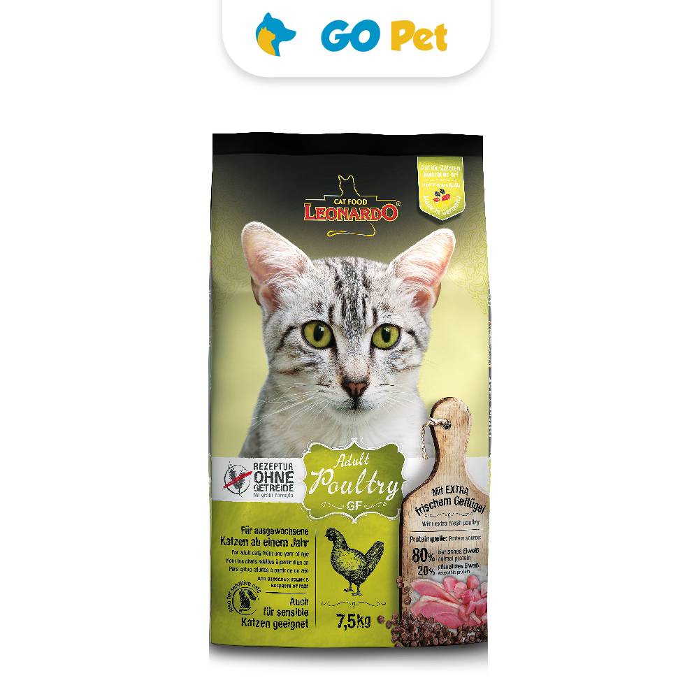 Alimento para Gato Leonardo Adulto Libre de Granos Sabor Ave 7.5 Kg Grain Free