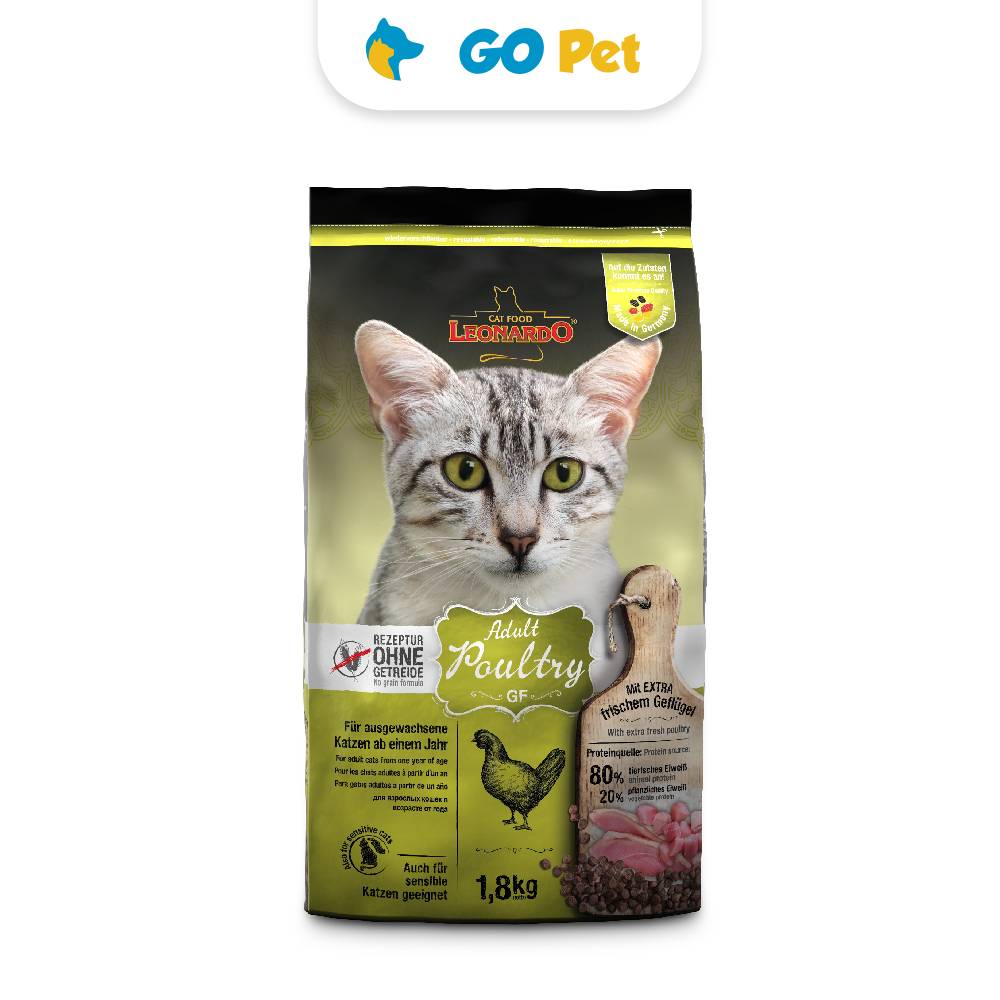 Alimento para Gato Leonardo Adulto Libre de Granos Sabor Ave 1.8 Kg Grain Free