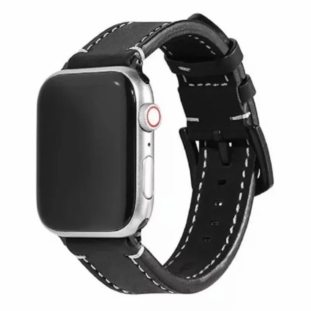 Correa de Cuero LUXURY para Applewatch 42-44-45-49mm Negro