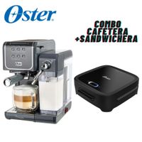 Combo Cafetera Oster PrimaLatte BVSTEM6801M + Sanguchera Grill CKSTSM400 Negro