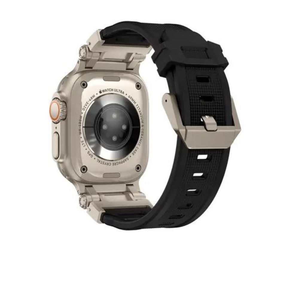Correa Acero y TPU Rugged Para Applewatch 42-44-45-49mm Negro
