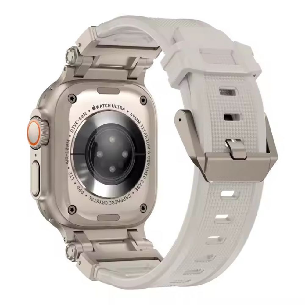 Correa Acero y TPU Rugged Para Applewatch 42-44-45-49mm Hueso