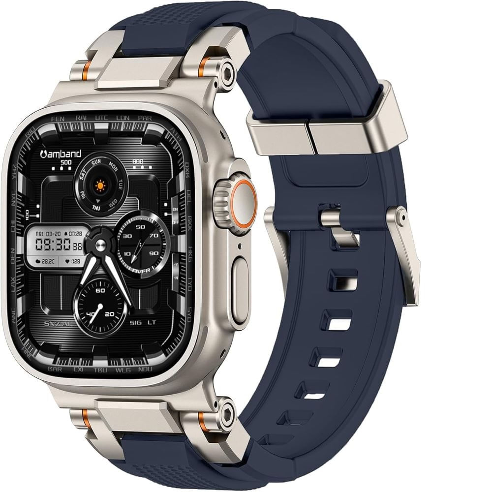 Correa Acero y TPU Rugged Para Applewatch 42-44-45-49mm Azul