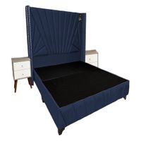 Dormitorio Lienz Queen + Cabecera + 2 Veladores - Azul Marino