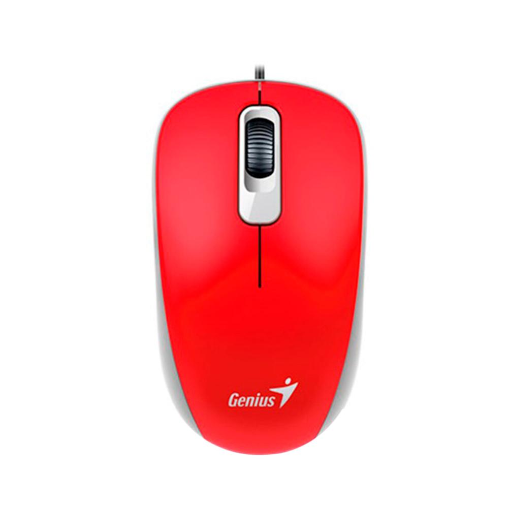 MOUSE ÓPTICO GENIUS DX-110 ROJO. USB 1.5M. 1000 DPI. 2 BOTONES. P/N: 31010116104