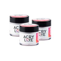Polvos Acrílicos Acrylove Rose Love Pink 28G 3Uni
