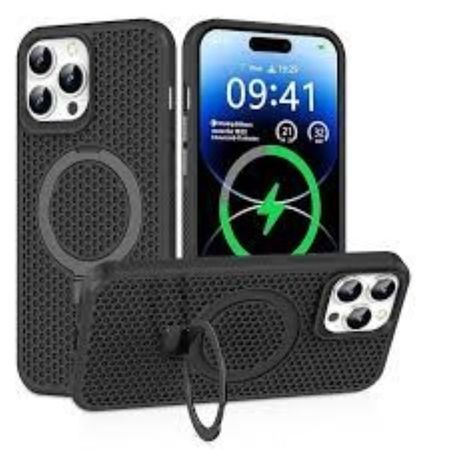 Case moket con soporte y magsafe para iphone 13 negro
