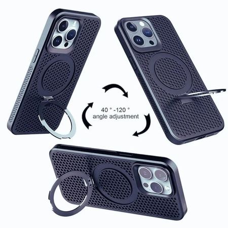 Case moket con soporte y magsafe para iphone 15 azul