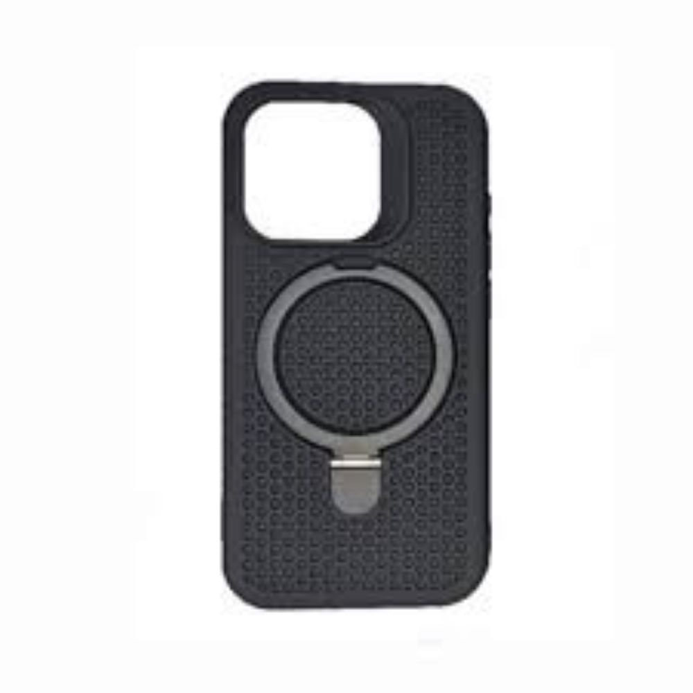 Case moket con soporte y magsafe para iphone 14 pro max negro