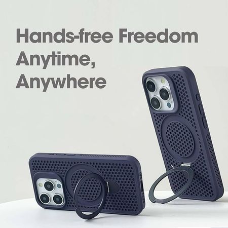 Case moket con soporte y magsafe para iphone 13 pro max azul