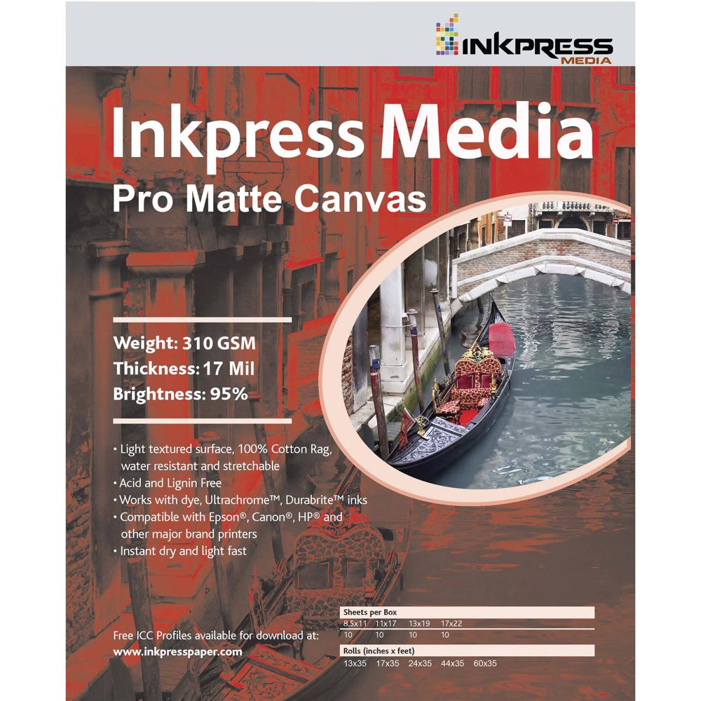 Lienzo Mate Inkpress Media Pro (8.5 x 11"", 50 Hojas) - 310 gsm, Resistente al Agua, Secado Instantán