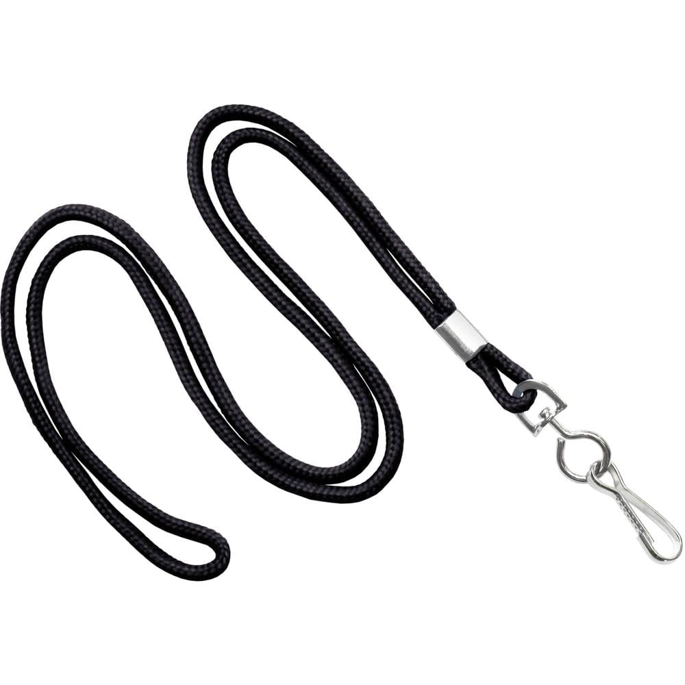 Lanyard Redondo Estándar BRADY PEOPLE ID 1/8"" con Gancho Giratorio (Negro, Paquete de 100) - Para Ta