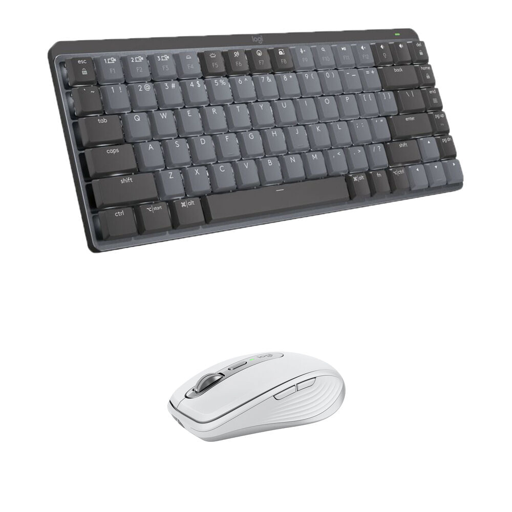 Teclado Mecánico Mini Inalámbrico Logitech MX y Kit de Ratón Anywhere 3S (Táctil, Gris / Gris Claro)