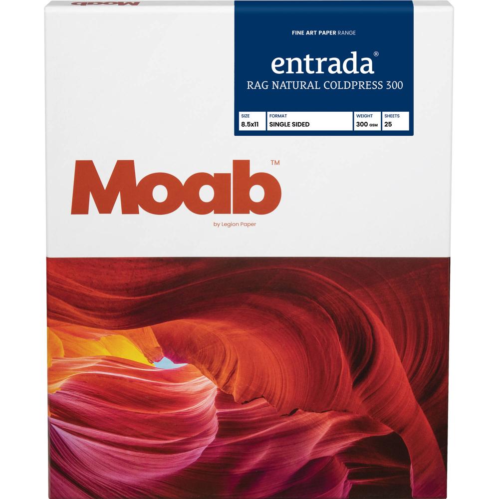 Moab Entrada Rag l Coldpress 300 (8.5 x 11"", 25 Hojas) - Papel de Arte 100% Algodón, Calidad A