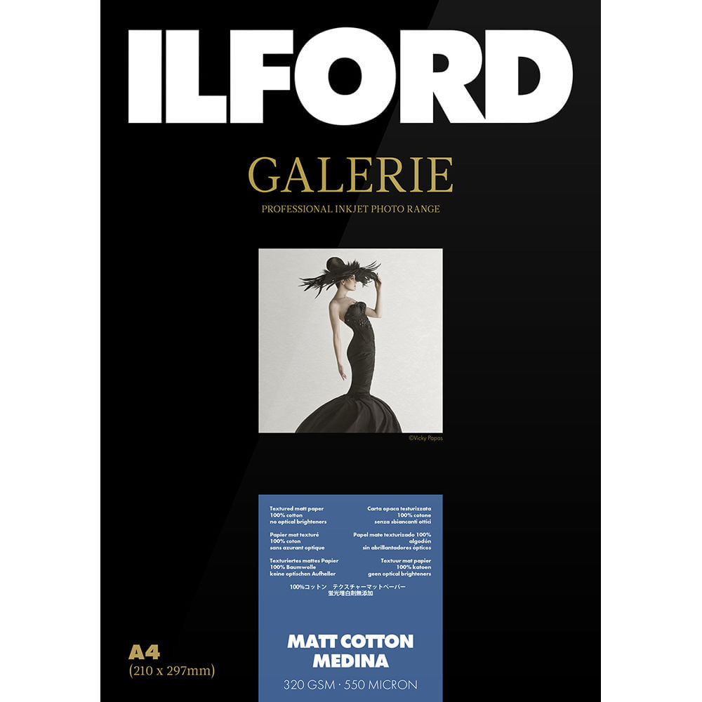Ilford Galerie Matte Cotton Medina Paper 11 x 17"" - 25 Hojas - 100% Algodón, Superficie Texturizada,