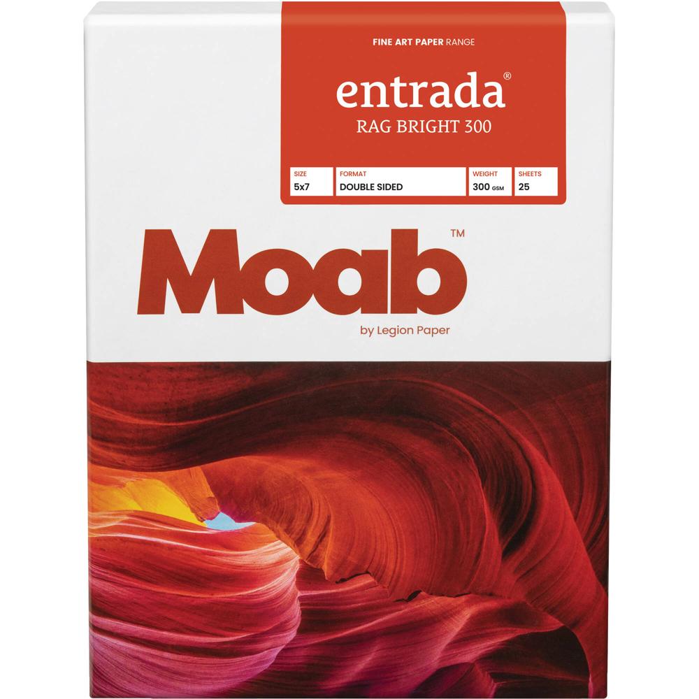 Moab Entrada Rag Bright 300 Paper (5 x 7"", 25 Hojas) - Papel de Algodón 100% - 300 gsm - Acabado Mat